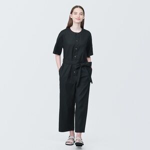 Muji Short-Sleeve Belted Jumpsuit